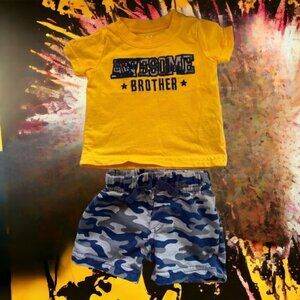 2pc Carter's Child of Mine Applique Awesome Brother Short Outfit